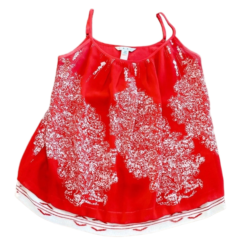 Cabi Red Patterned Tank Top XS